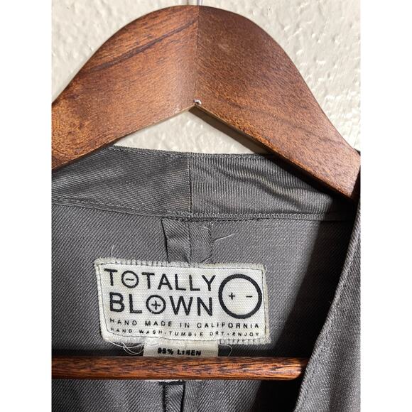 Totally Blown Jumpsuit Gray Linen Belted Relaxed Handmade in LA Womans Large - Picture 4 of 9